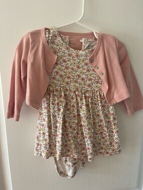 Carter's Pink Floral Dress with Pink Cardigan